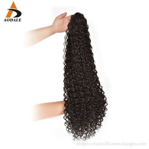 elastic band clip in synthetic headband piece afro kinky curly drawstring high synthetic hair extension ponytail for black women